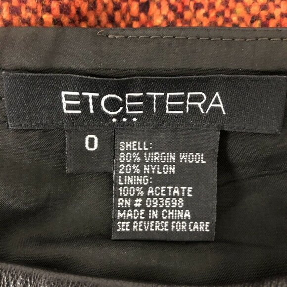 Etcetera Womens Size 0 Orange Wool Blend Leather Waistband Skirt - Picture 3 of 3